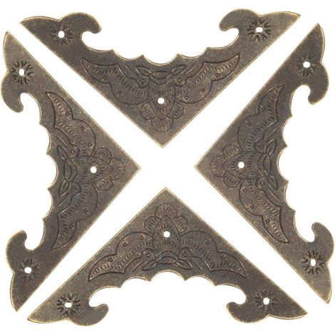12 pcs Boîte En Bois Coin Protecteurs En Métal De Fer Bronze Coin Protecteur Bord Sécurité Garde Décoration Antique Style Bijoux Scrapbook Livre Coin Décor(S).