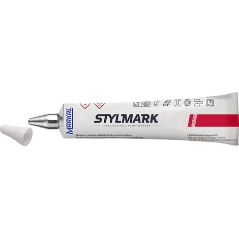Marqueur bille STYLMARK® 3 mm tube 50 ml sans xylène - blanc - MARKAL