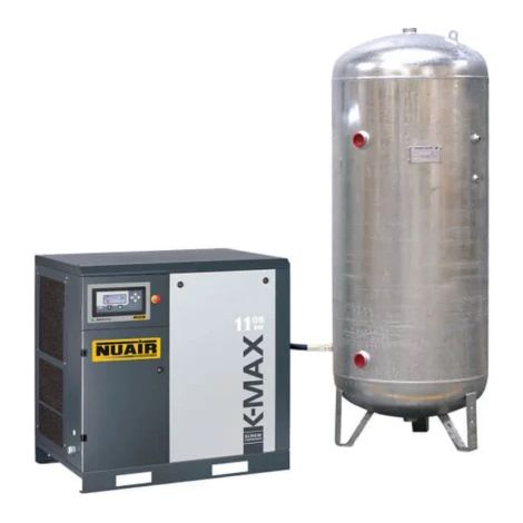 Compresseur d'air à vis 15 CV 500 L galvanisée NUAIR (1/2)