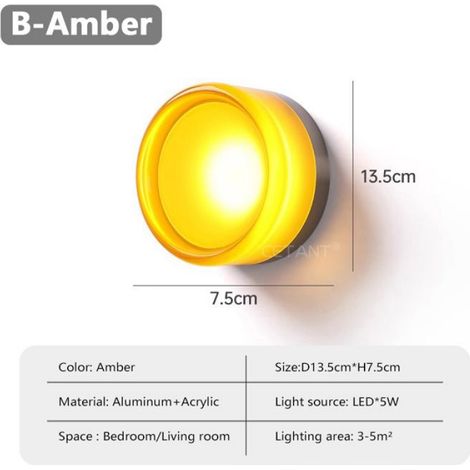 Applique murale LED, décoration de chambre à coucher, lampe de salon, allée d'hôtel, gris fumée -3 (1/4)