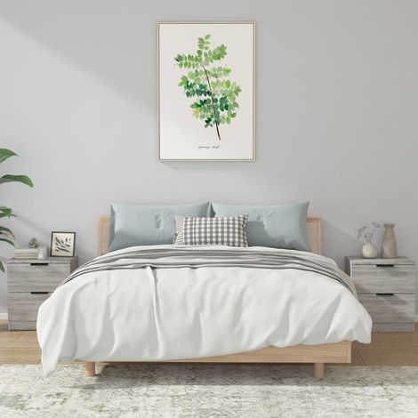 Bedside Cabinets 2 pcs Grey Sonoma Engineered Wood vidaXL (1/5)