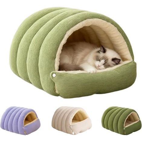 Panier Confortable pour Chat - 57 x 37 x28 cm. Panier D'Intérieur pour Chat de Style Grotte Avec Housse Amovible et Lavable(Vert) (1/5)