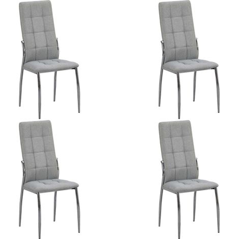 Pack 4 Sillas de Comedor Laci Gris, Sillas de Salón Estructura de Metal 46x101x54 cm