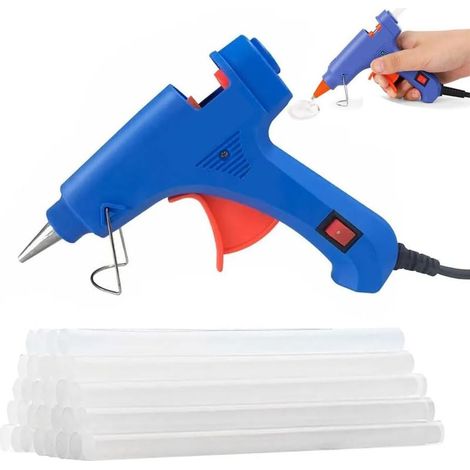 Chaude Pistolet a Colle,Pistolet à Colle,Pistolet Colle 20W,Avec 20 bâtonnets de colle thermofusible pour petits bricolage artisanal et entretien rapide à la maison et à l'école,Bleu (1/5)