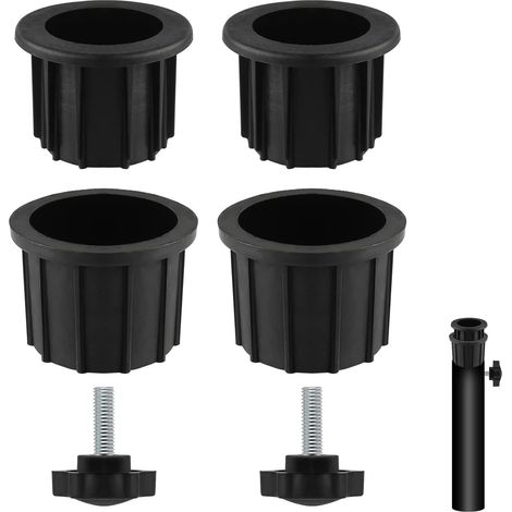 Lot de 2 supports de parasol avec vis, porte-parapluie extérieur à molette, adapté pour table de terrasse Ø2,17 m, balcon, jardin (noir) (1/5)