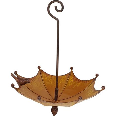 Comedero para pájaros - Comedero de jardín - Para alimentar pájaros - Forma de paraguas - 24 x 23 x 10 cm - Metal (1/5)