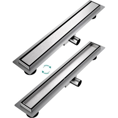EMKE Shower Drain  Linear Drain 2-in-1 Tile Insert Linear Floor Shower Drain, Stainless Steel Channel Drain, with High Flow Capacity Odor Stop and Hair Strainer, 60cm