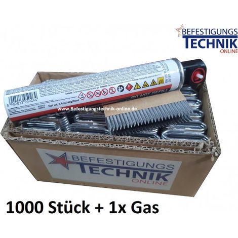 40mm Zaunklammern Krampen feuerverzinkt + Gas für Zaunklammergerät Tjep FS-40 Senco GT40FS KL-89.2"-"EN13511