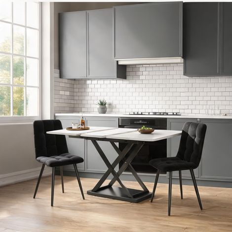 Ensemble salle à manger 5 pièces table extensible blanc et noir (1/5)