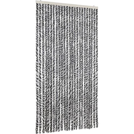 Rideau anti-mouches gris et noir et blanc 100x220 cm chenille CFW65135 (1/5)
