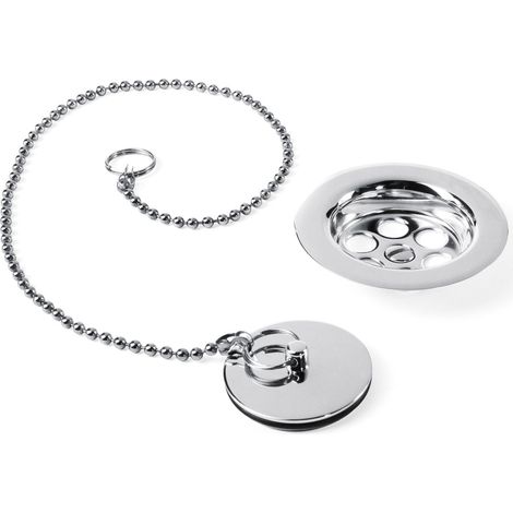 Bonde à bouchon pour lavabo, bidet et évier avec chaînette chrome - TRES 03474601 (1/2)