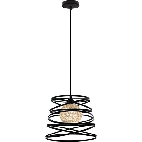 Rétro Lámpara de Suspensión Industrial Metal Abajur de Resorte Ø30cm , Negro (1/5)