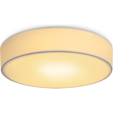 Deckenlampe Schlafzimmer GBLY Deckenleuchte Rund - 1 Flammig E27 Wohnzimmerlampe 30CM Stoff Modern Schlafzimmerlampe Weiß Küchenlampe mit Stoffschirm Flurlampe für Wohnzimmer Küche Flur