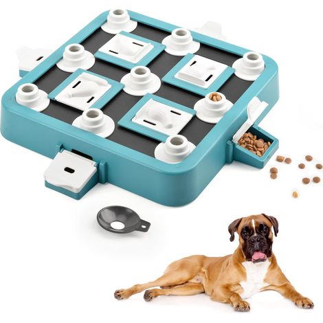 Jouet d'éveil et de stimulation mentale pour chien casse-tête interactif distributeur de croquettes gamelle anti-glouton réglable 3 niveaux de difficulté pour toutes tailles (1/5)