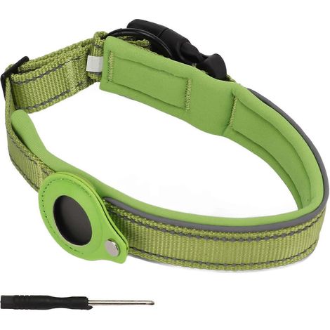 Grünes Hundehalsband, Anti-Verlust-Funktion, mit Ortungsfunktion und Nylonschutz.