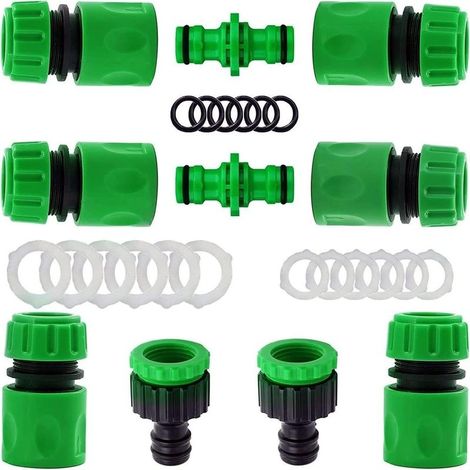 Lot de 10 Raccords d\'arrosage Rapides Ensemble pour Tuyau d\'arrosage (6Pcs 1/2" Tuyau Rapides Raccord,2Pcs Double connecteur,2Pcs Connecteur Nez de Robinet) (1/5)