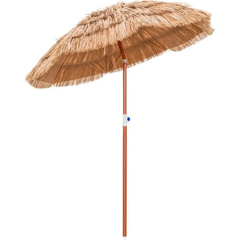 Ombrellone da giardino basculante in stile hawaiano leggero e portatile 175 x 194 cm realizzato in paglia naturale 200020017