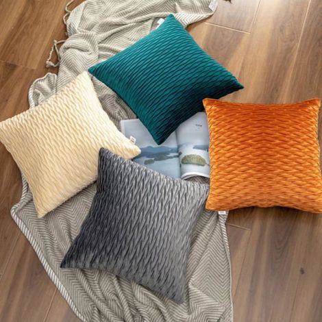 Taie D Oreiller - 45x45 Cm - Velours Polyester - Fermeture Eclair Cachee - Lot De 2 (1/4)