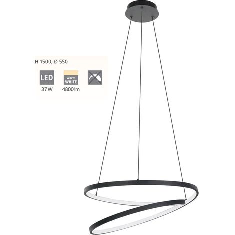 Lampe suspendue en plastique ruotal blanc LED 37W 3000K H: 150cm Ø55cm (1/5)