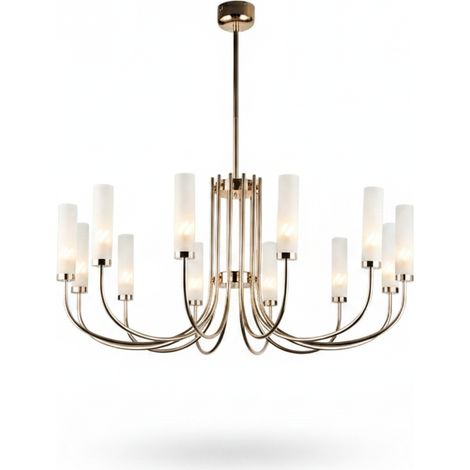 LUSSOCRAFT Lustre moderne – Métal, 3 couleurs d'éclairage dimmables, 12 lampes douille G9, 72×61×29 cm, pour salon et couloir (1/5)