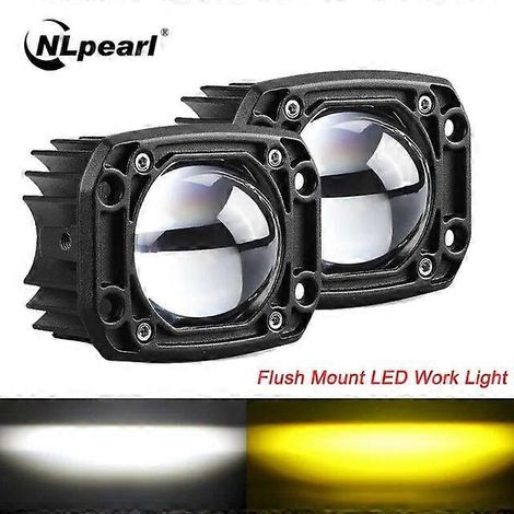 Barre lumineuse de travail LED ANMINGPU 8D 3 pouces, projecteur antibrouillard LED bicolore tout-terrain pour voiture, camion, quad, accessoires 4x4, 20 W, 12 V, 24 VA (2 pièces) (1/5)