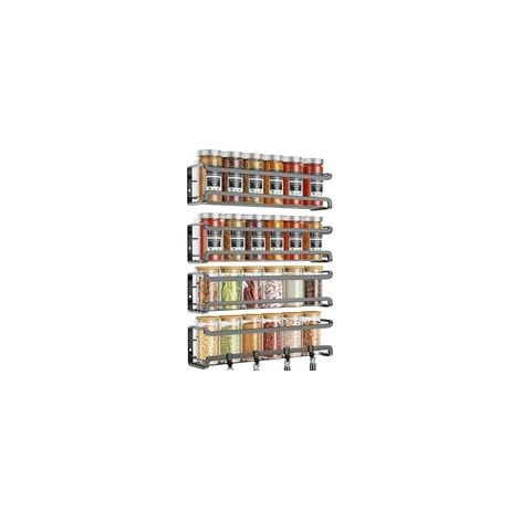 4 Pièces Rangement Epices Cuisine, Étagères à Épices Murales Métal Sans Percage,Idéal Pour Les Rangement et Organisation de Cuisine Pour Portes D'armoires de Cuisine