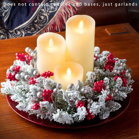 Guirlande Porte-Bougie - Décoration De Noël Pour Table Et Intérieur - PVC Multicolore - 28 Cm - 1 Pièce (1/5)