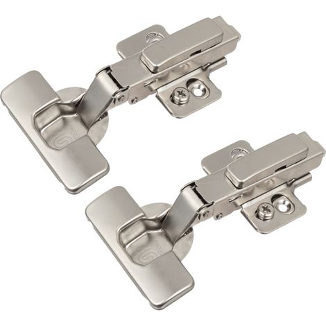 Cyclingcolors – Lot de 2 charnières invisibles complètes 110° avec amortisseur – Plaque H0 pré-montée – Vis et capots de finition inclus – Pour meubles cuisine
