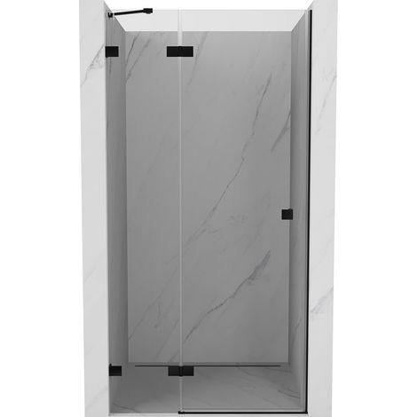 Mexen Lunar puerta de ducha abatible izquierda 125 cm, transparente, negro - 834-125-000-70-00-L (1/5)