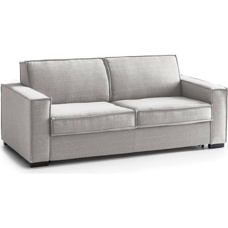 Talamo Italia Festes Sofa Manuela, Großes 2-Sitzer-Sofa, 100% Made in Italy, Wohnzimmersofa aus Stoff, mit Standard-Armlehnen, Cm 200x95h90, Grau