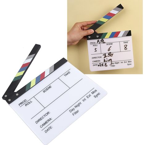 Dekorative Filmklappen-Ornament, professionelles schwarz-weißes Acryl-Ornament, 7002D-02 – Weiß – Groß (1/5)