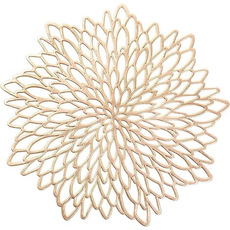 Sets de table ronds en forme de feuille, lavables et résistants à la chaleur, en vinyle, pour une cuisine moderne, une salle à manger ou un centre de table de mariage (lot de 4). (1/5)