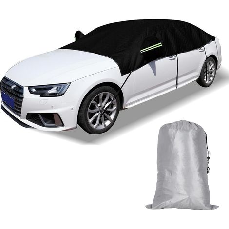 Demi Bâche Voiture Extérieur Imperméable, Housse De Protection Voiture Respirante Anti-Neige UV Soleil, Bache Voiture Exterieur avec Sangles Et Bandes Réfléchissantes SUV4.35 2.5m (1/5)