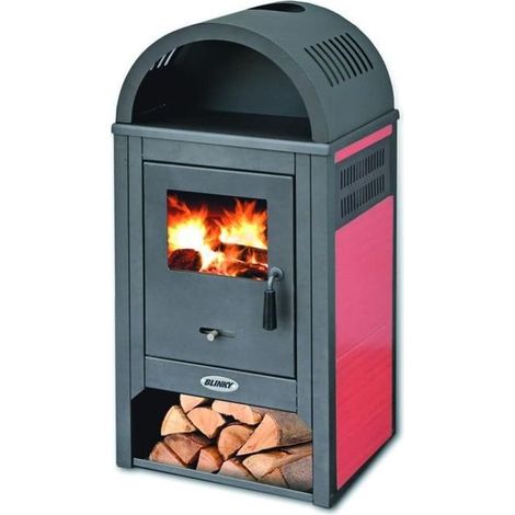 BLINKY VIENNA Stufa a Legna 10 kW Fianchi in Ceramica 4 Stelle colore Rosso