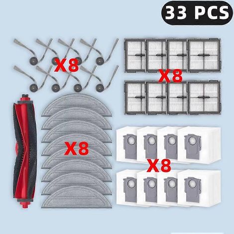 Pièces détachées pour Roborock Q10 S5/Q10 S5+/Q10V/Q10V+/Q10 VF/Q10 VF+/S8 Pro/S8 Pro Plus : brosse principale, filtre, chiffon de nettoyage et sac à poussière (1/5)