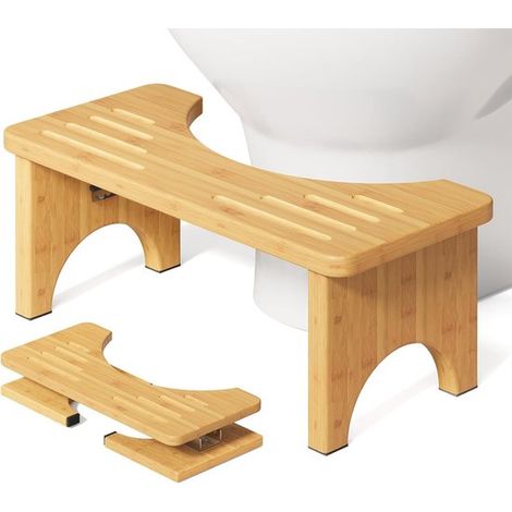 Tabouret de toilette pliable en bois – Rabattable – Repose-pieds – Adultes et enfants (1/5)