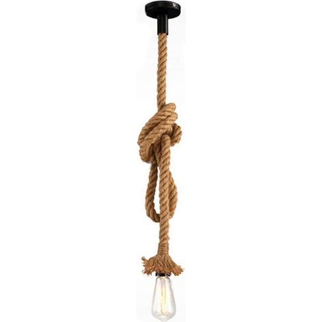 Lustre en corde de chanvre, plafonnier industriel, salon, balcon, salle à manger (couleur unique, 100 cm)