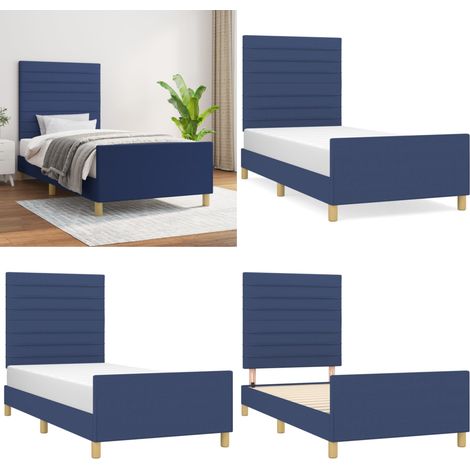 Giroletto senza Materasso Blu 80x200 cm in Tessuto - Letto con testiera - Testiera per letto