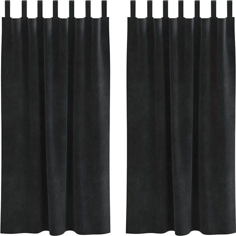 Rideaux avec des rideaux 2 pcs Noir 140 x 175 cm Velours CFW73113 (1/5)