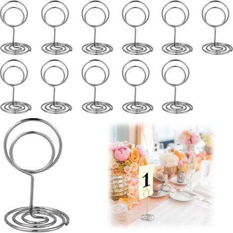 Porte-photos à pince lot de 12 - supports de table 5 x 3 cm, argent (1/5)