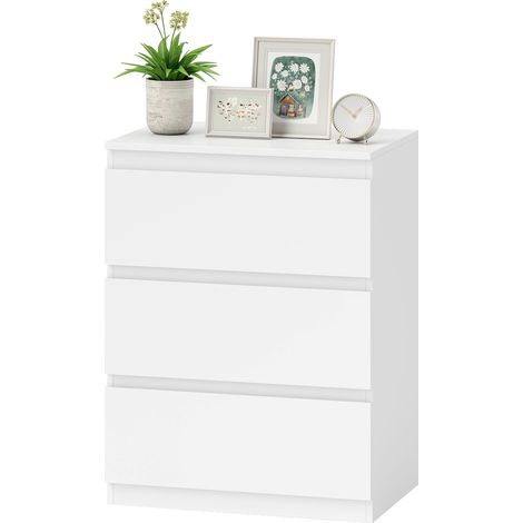 Bureau à 3 tiroirs, pour salon, chambre, couloir, en aggloméré, blanc (1/5)