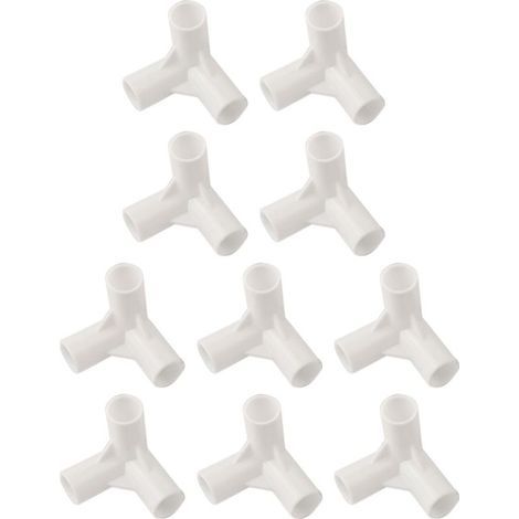 Tés de tente 16 mm, connecteurs en plastique à 3 voies pour tentes de camping, auvents, plantes, armoires, lits pour animaux domestiques, accessoires de joints fixes haute résistance, blanc, 10 (tee à (1/5)
