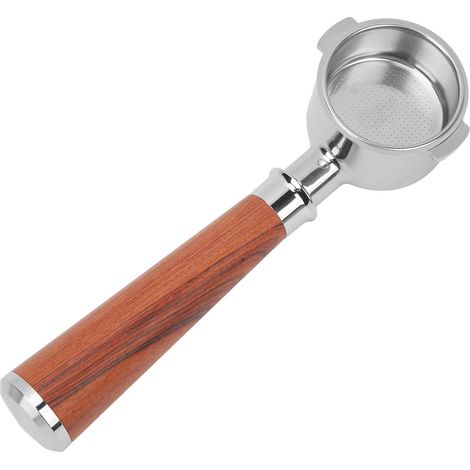 Kaffeefilter-Siebträger aus Edelstahl (51 mm), bodenlos, mit Holzgriff, passend für die Kaffeemaschine ECO310, Farbe: Rosenholz (1/5)