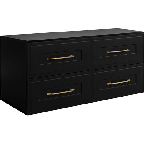 Set di mobili da bagno sotto lavabo, nero, 120 (2 x 60) x 46 x 58 cm , 3 colori di maniglie a scelta