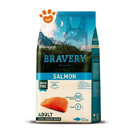 Bravery Dog Adult Medium Large Salmone - Sacco 12 Kg - Cibo Secco Cani