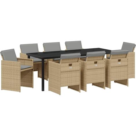 Maison Exclusive - Set da Pranzo per Giardino 9 pcs Beige polyrattan