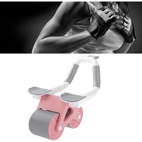 Heimfitnessgerät mit doppelten runden Rollen, rutschfest und leise, rosa. (1/4)