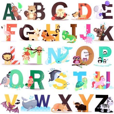 Stickers Muraux Alphabet Anglais ABC, Stickers chambre bebe, Stickers muraux animaux, Chambre Enfants Bébé Garderie Salon Décoration Murale (1/5)