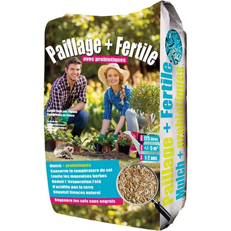 Paille Défibrée de Roseau Enrichies en Probiotiques - Paillage + Fertile® (1 Sac de 125L) (1/4)
