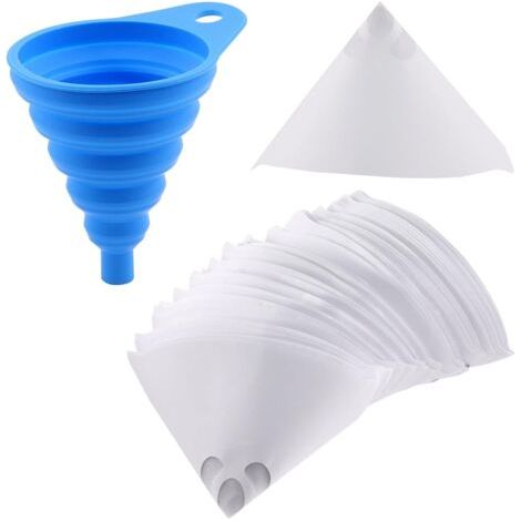 QORVA-101 PCS Paint Filter Paint cone combo Kit et 1 pcs entonnoir en silicone avec crochet, filtre de 100 microns avec maille en nylon fine pour voiture, maison, artisanat